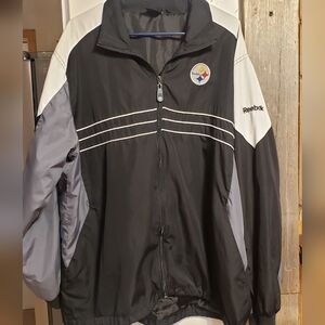 NFL Team Apparel Men XL Reebok& Pittsburg Steeler Collab Windbreaker Jacket Zip